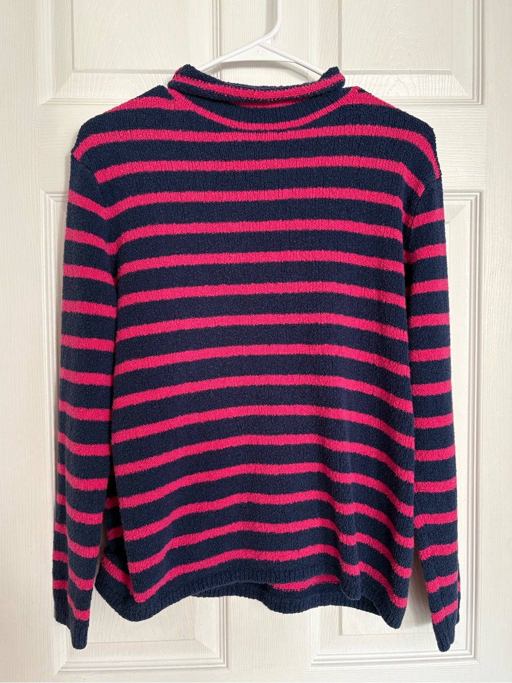 J.Crew Re-Imagined Navy Pink Striped Mock Neck Sweater Size S